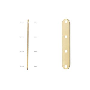 Spacer bar, gold-plated brass, 24x4mm 4-strand, fits up to 8mm bead. Sold per pkg of 100.