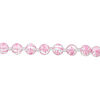 Bead, glass 1pkg8, opaque white and pink, 14mm hand-painted round. image number 1