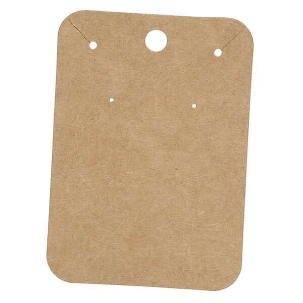 Earring / necklace card, kraft paper, 3 x 2-1/4 inches. Sold per pkg of 50. image number 0