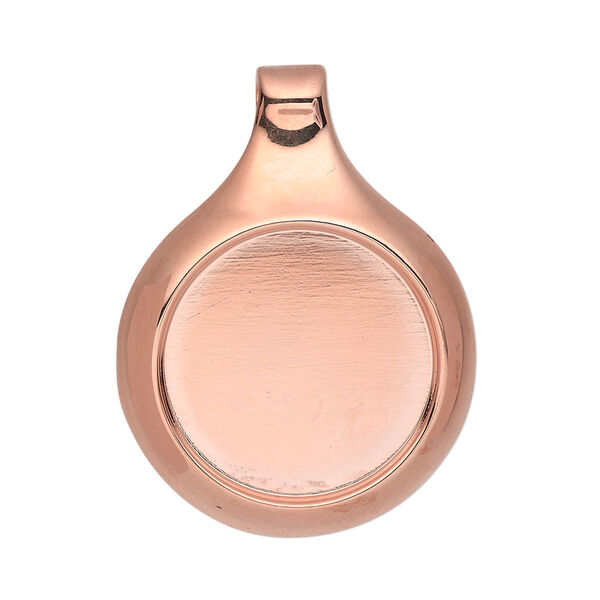 Pendant, Almost Instant Jewelry®, copper-plated "pewter" (zinc-based alloy), 35x27mm single-sided round with 20mm round setting and tube bail. Sold individually. image number 0