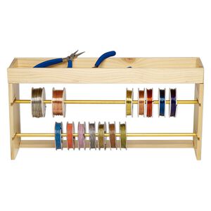 Organizer, stained beechwood / brass-finished steel / aluminum, brown, 17-1/2 x 9x4-1/2 inches with / 17-1/2 x 1/4 inch removable rods and keyhole mounts. Sold individually.