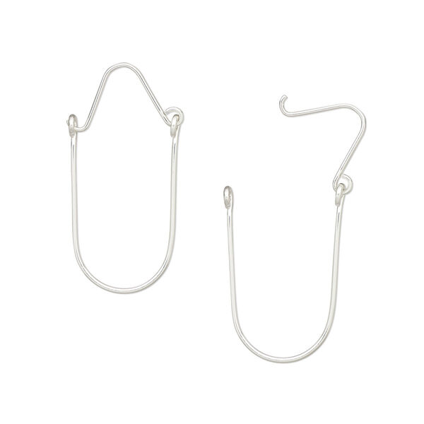 Ear wire, sterling silver, 36mm U-shape. Sold per pair. image number 0
