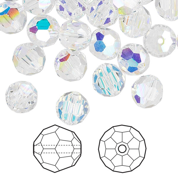 Bead 144pk crystal AB, Crystal Passions® 8mm round 5000 image number 0