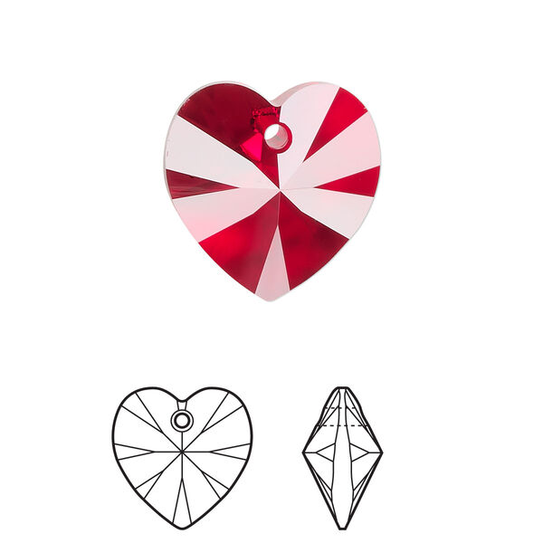 Drop 2pk Siam, Crystal Passions® 18mm pendant heart 6228 image number 0