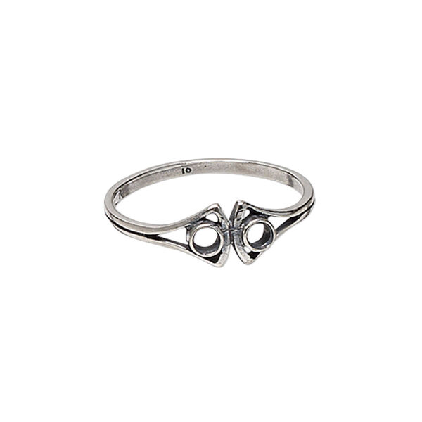 Ring, JBB Findings, antiqued sterling silver, 7mm double shield with (2) SS9 flat back settings, size 10. Sold individually. image number 0