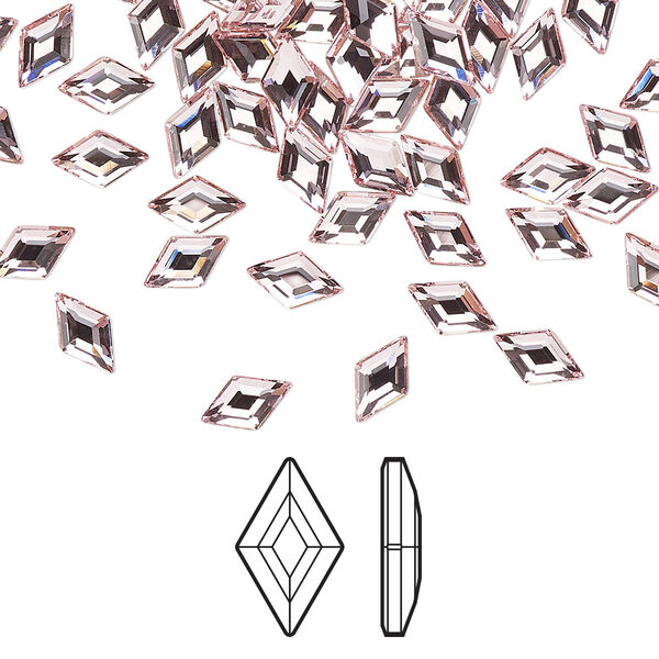 Flat back 24pk light rose foil back, Crystal Passions® 6.6x3.9mm diamond 2773 image number 0