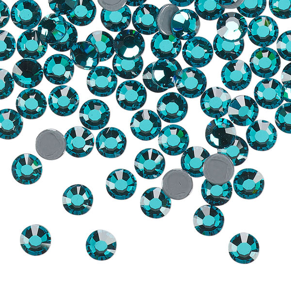 Flat back, Dance With Me™ crystal hotfix rhinestone, blue zircon, foil back, 4.6-4.8mm rose, SS20. Sold per pkg of 144 (1 gross). image number 0