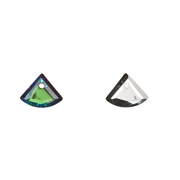 Drop, glass, opaque clear Bermuda green, 10x9mm fan. Sold per pkg of 20. image number 0