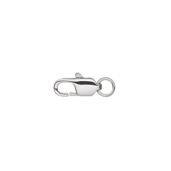 Clasp, lobster claw, stainless steel, 13x5mm with 5mm closed jump ring. Sold per pkg of 10. image number 0
