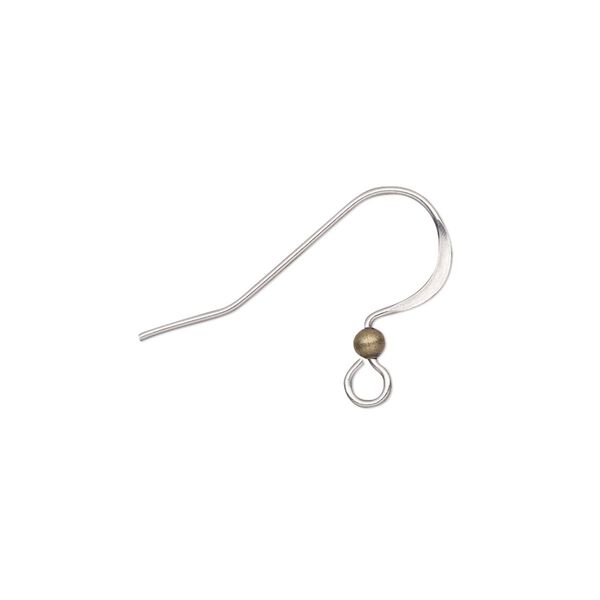 Ear wire fishhook 1pkg20 antique gold-plated, 16.5mm / 2.5mm ball / open loop, 21 gauge brass / stainless steel 10 pair image number 0