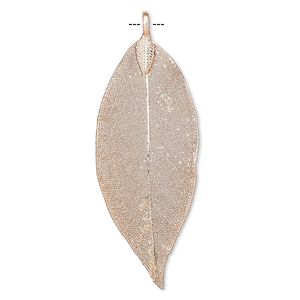 Pendant, Everyday Jewelry, Indian rubber plant and copper-plated brass, 48x20mm-77x51mm leaf. Sold individually.