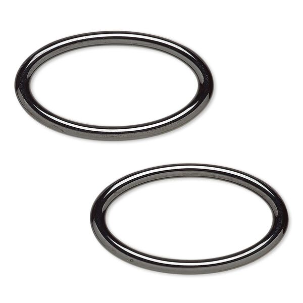 Component, zirconia ceramic, black, 29x16mm open oval with 24x11.5mm center hole. Sold per pkg of 2. image number 0