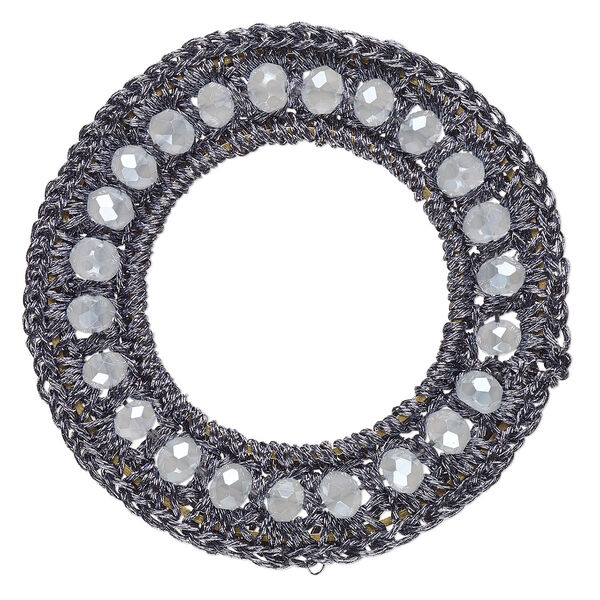 Focal, glass / nylon / steel, dark grey, 48mm open round. Sold per pkg of 2. image number 0