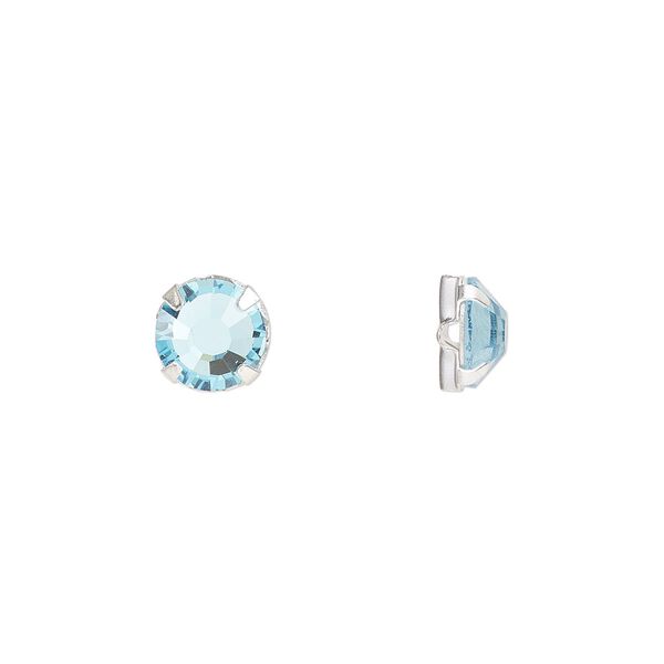 Bead 288pk rose montees aquamarine silver plate, Preciosa Czech crystal 6.32-6.5mm round SS30 image number 0