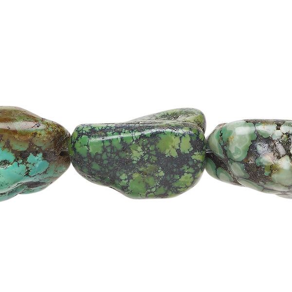 Turquoise 1pkg1, tumbled nugget bead, 15 inch small to large / blue-green image number 0