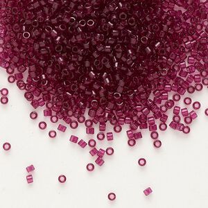 Seed bead, Delica®, glass, pkg/50g, #11 round, transparent outside dyed wine (DB-1312).