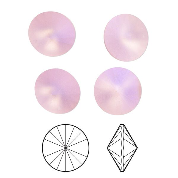 Chaton 4pk light rose frost foil back, Crystal Passions® 12mm rivoli 1122 image number 0