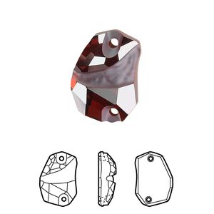 Sew-on 1pk crystal red magma foil back, Crystal Passions® 19x13mm divine rock 3257