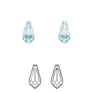 Drop 24pk aquamarine, Crystal Passions® 11x5.5mm pendant teardrop 6000