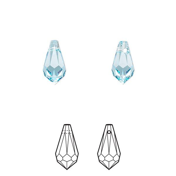 Drop 24pk aquamarine, Crystal Passions® 11x5.5mm pendant teardrop 6000 image number 0