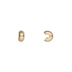 Crimp cover, gold-plated brass with satin finish, 5mm round. Sold per pkg of 10.