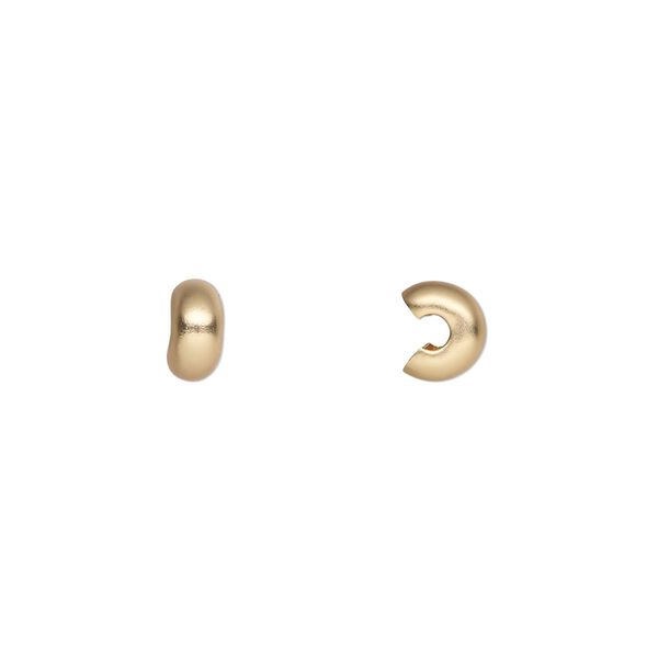 Crimp cover, gold-plated brass with satin finish, 5mm round. Sold per pkg of 10. image number 0