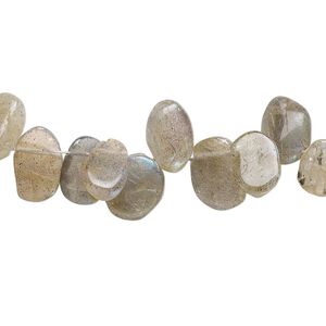 Labradorite 1pkg1, hand-cut top-drilled flat oval bead natural 7 inch 8x7mm-12x9mm