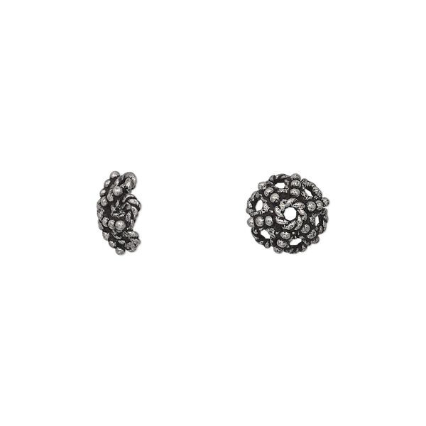 Bead cap, antique silver-plated brass, 8x4mm beaded round star, fits 6-8mm bead. Sold per pkg of 20. image number 0