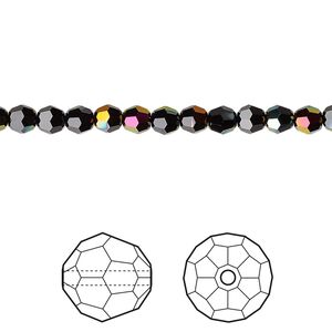 Bead 12pk jet astral pink, Crystal Passions® 4mm round 5000