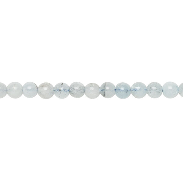 Bead, aquamarine (heated), 4-5mm round, C- grade, Mohs hardness 7-1/2 to 8. Sold per 15-inch strand. image number 0