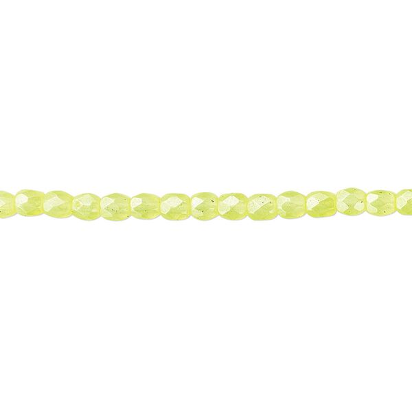 Bead, Czech fire-polished dipped décor glass, pearlescent light yellow, 3mm faceted round. Sold per pkg of 1,200 (1 mass). image number 0