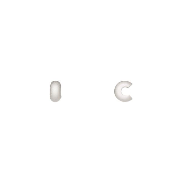 Crimp cover 1pkg4, satin-finished sterling silver, 3mm round. image number 0
