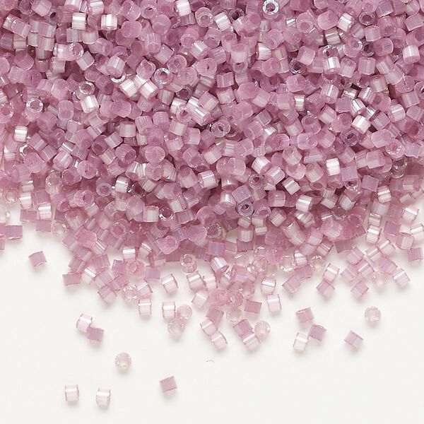 Seed bead, Delica®, glass, pkg/7.5g, #11 round, opaque silk satin inside dyed color orchid (DB-1806). image number 0