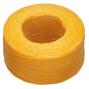 Thread, Hemptique®, polyester, pkg/50 yards, gold, 0.8mm braided flat.