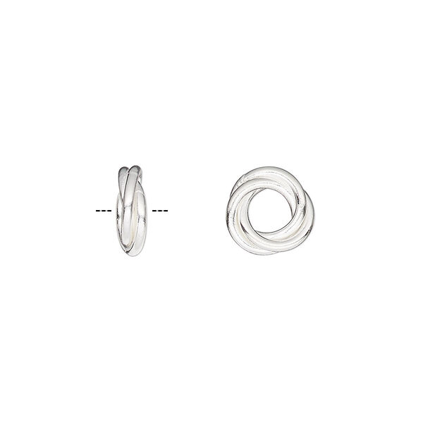 Bead, Rajasthani, sterling silver, 10x3mm 3-ring rondelle. Sold per pkg of 2. image number 0