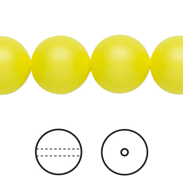 Pearl 10pk neon yellow, Crystal Passions® 14mm round 5811 image number 0