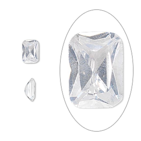 Gem, cubic zirconia, white, 7x5mm faceted spider cut, Mohs hardness 8-1/2. Sold individually. image number 0