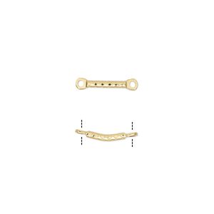 Link, gold-plated brass, 26x4mm diamond-cut curved bar. Sold per pkg of 10.