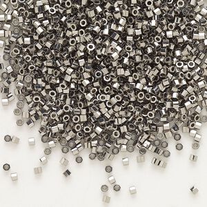 Seed bead, Delica®, glass, pkg/7.5g, #11 cut, opaque nickel-plated (DBC-0021).