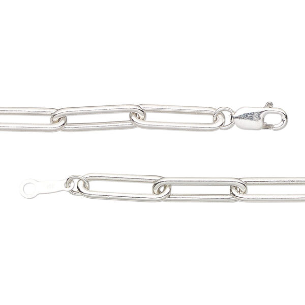 Chain, sterling silver, 4.1mm paperclip, 18 inches with lobster claw clasp. Sold individually. image number 0