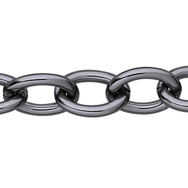 Chain 1pkg1 cable, 14mm, smooth aluminum / anodized gunmetal 5 foot unfinished image number 0