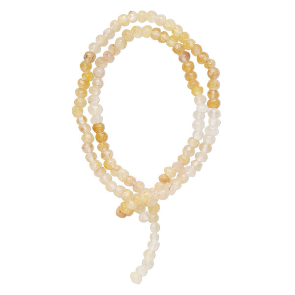 Bead, yellow iron quartz (natural), shaded, 4x3mm-6x5mm hand-cut faceted rondelle, B- grade, Mohs hardness 7. Sold per 13-inch strand. image number 0