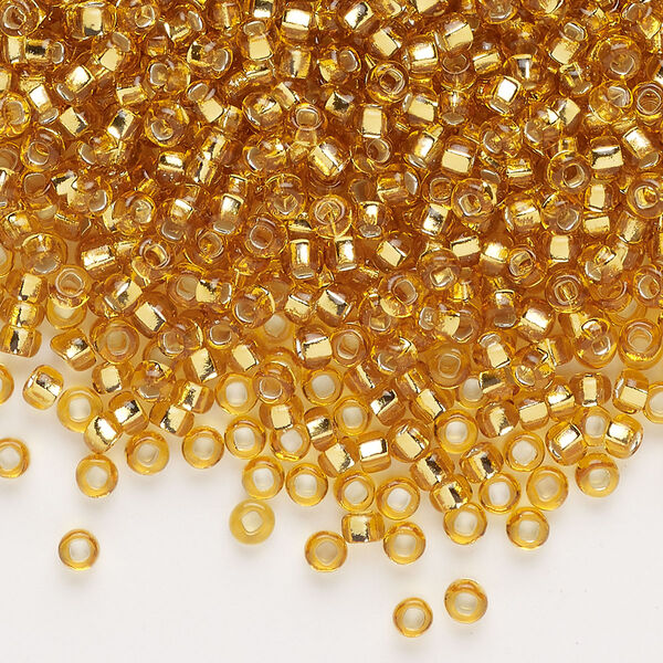 Seed bead, Preciosa Ornela Czech glass, pkg/500g, #8 rocaille, transparent silver-lined topaz, (17050). image number 0