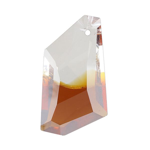 Focal, glass, clear and brown, 35x19mm-36x20mm top-drilled faceted freeform. Sold individually. image number 0