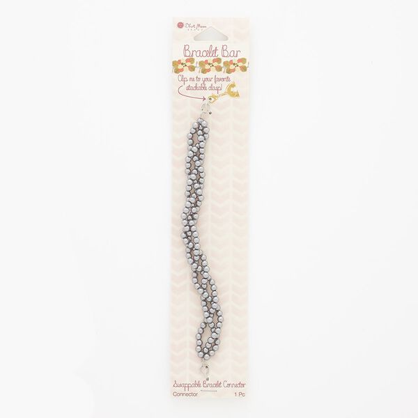 Bracelet component, 3-strand, acrylic pearl and silver-finished steel, 14mm braided round, 6 inches. Sold individually. image number 0