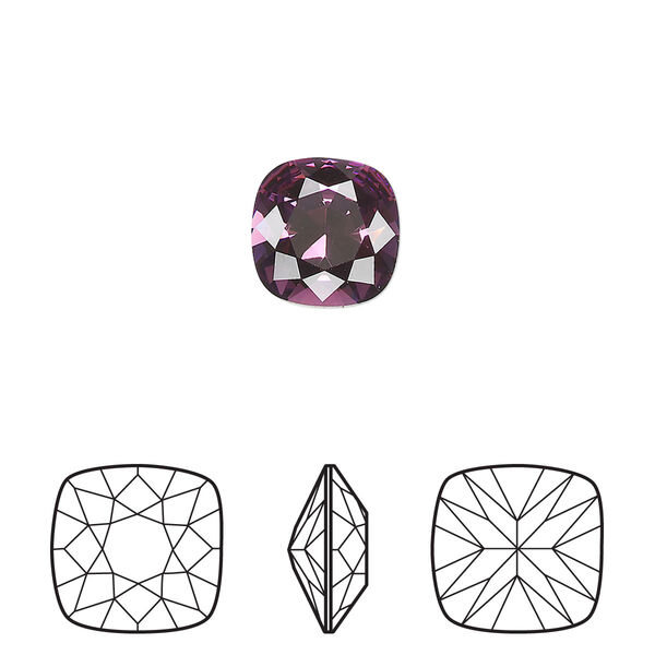 Fancy stone 144pk amethyst foil back, Swarovski® 10mm cushion 4470 image number 0