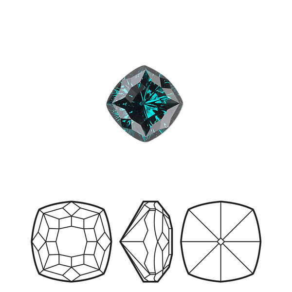 Fancy stone 2pk emerald foil back, Crystal Passions® 10mm magical square 4460 image number 0