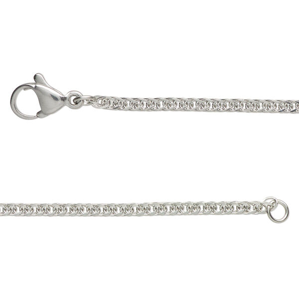 Chain, stainless steel, 2mm double curb, 18 inches with lobster claw clasp. Sold individually. image number 0