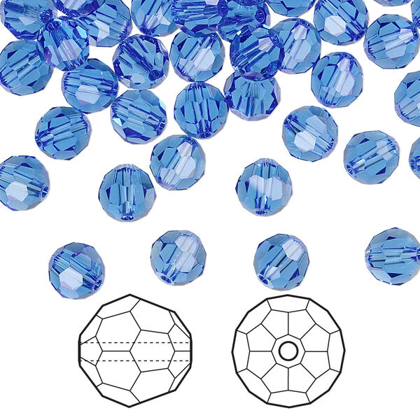 Bead 144pk sapphire, Crystal Passions® 6mm round 5000 image number 0
