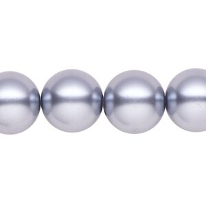Pearl 1pk pewter, Celestial Crystal® 14mm round 15.5-16 inch
